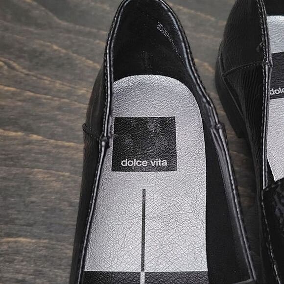 Dolce Vita Calla black faux patent pebbled leather loafers - Picture 8 of 9